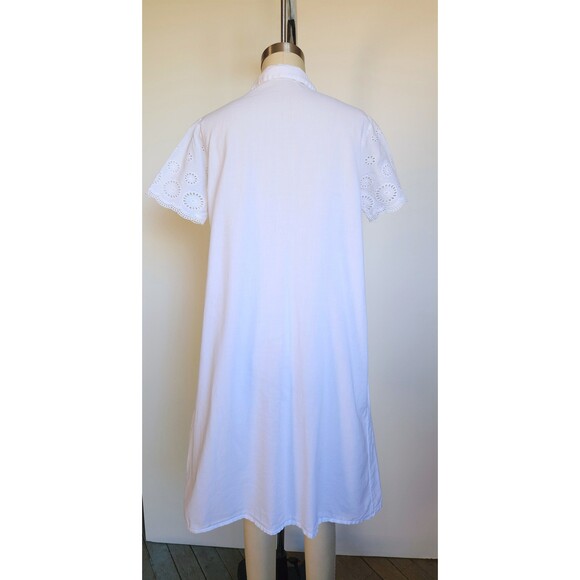 Vintage French White Night Gown Dress - White Eyelet Bed Dress 80s 90s XS - S - Picture 5 of 7